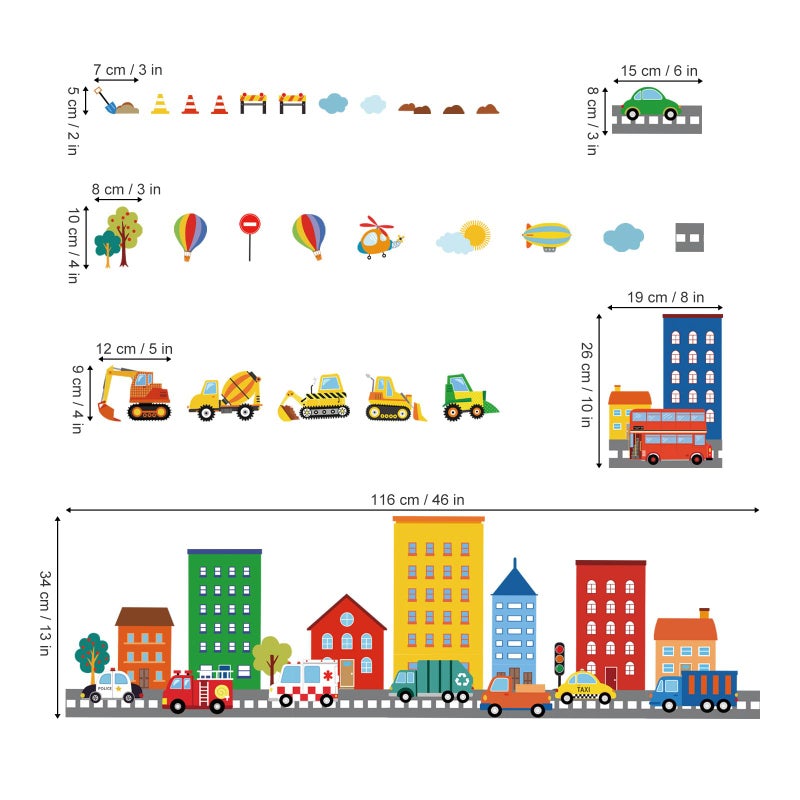 decalmile Transportation Road Wall Decals City Construction Cars Vehicles Trucks Wall Stickers Nursery Kids Bedroom Playroom Wall Decor - Image 4