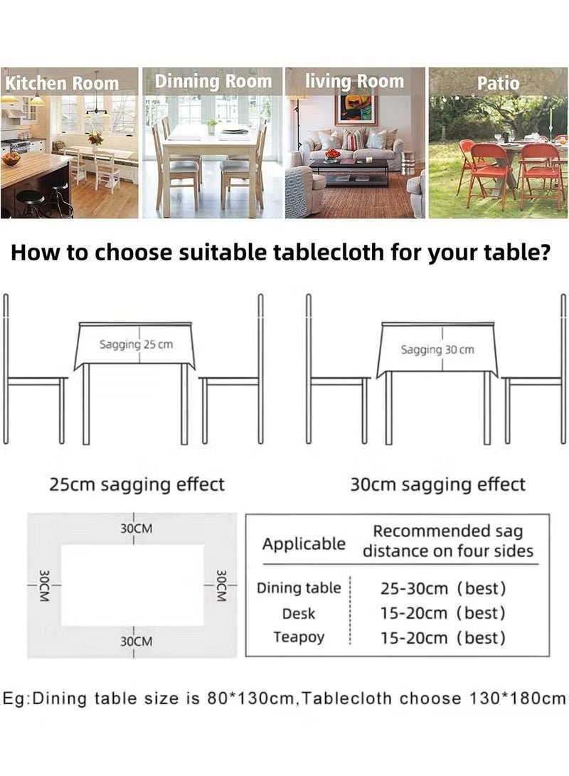 Beauenty Tablecloth 140x200cm, Water Oil Resistant DinningTable Cover for Dining Room, Wrinkle Free Rectangular Table Cloths Cover - Image 3