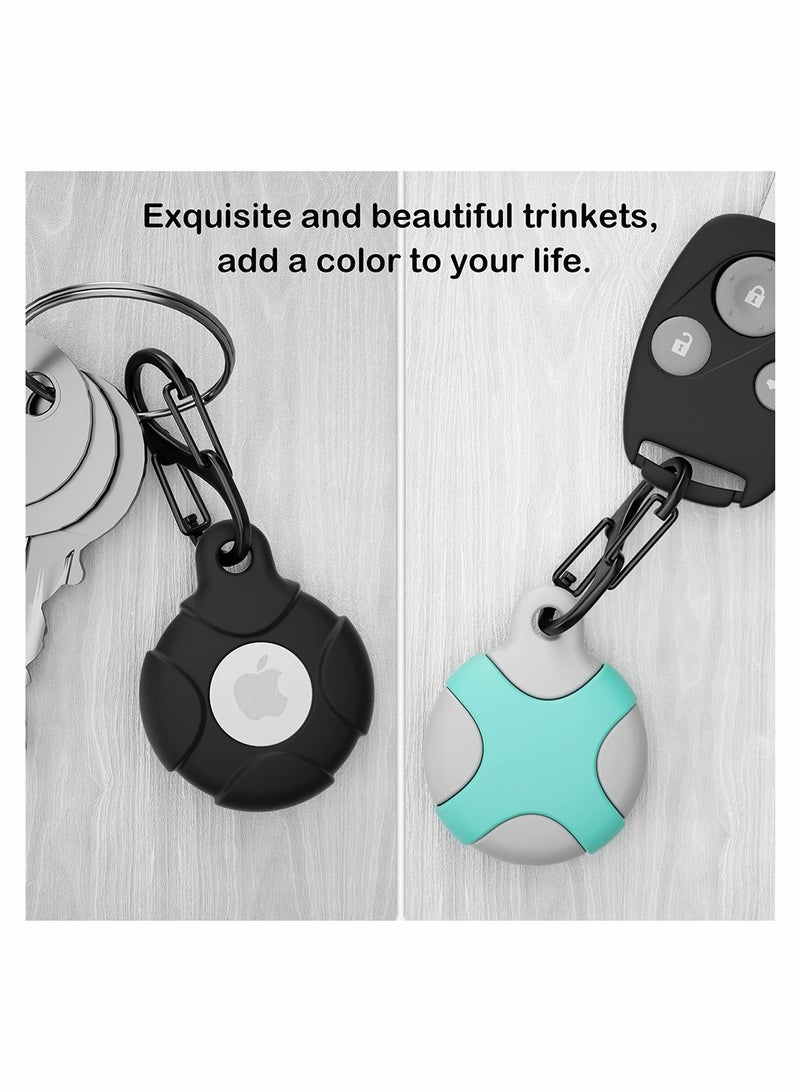 SOLARAE Case for Apple AirTag with Keychain Ring 2 Pack Silicone Waterproof Anti Scratch Protective Tracker Cover Compatible with AirTags for Pets, Keys Luggage Backpacks Blue Pink - Image 5