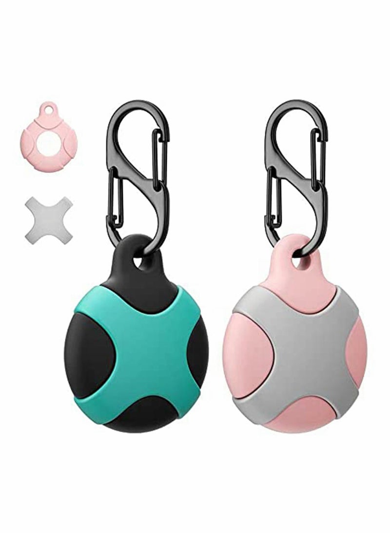 SOLARAE Case for Apple AirTag with Keychain Ring 2 Pack Silicone Waterproof Anti Scratch Protective Tracker Cover Compatible with AirTags for Pets, Keys Luggage Backpacks Blue Pink - Image 1