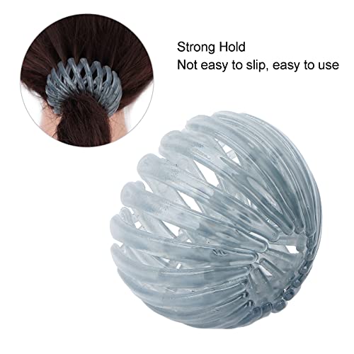 Betued Bird Nest Hair Clip, Plastic Resin Hairpin, Expandable Ponytail Holder, Fashionable Nest Shape in Jelly Ash for Women Girls - Image 4