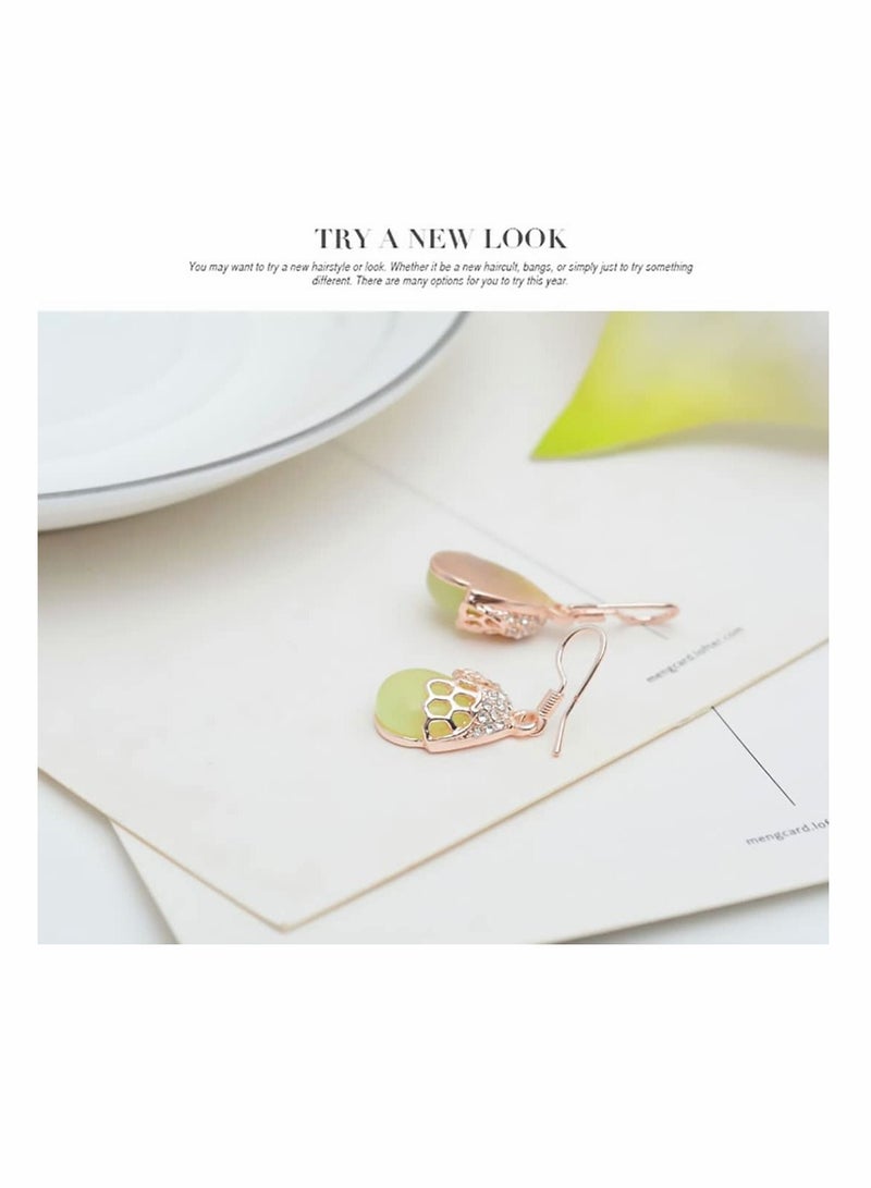 Y&D Necklace Earrings for Women Girls, Jade Green Teardrop Gemstone Dangle Wedding Jewelry Set Birthday, Women's Banquet Dress Gift - Image 5