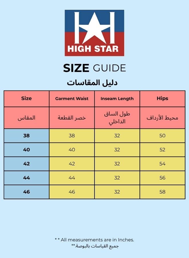 HIGH STAR Men's Ecru 100% Cotton Distressed Full Length Plus Size Straight Fit Jeans - Image 4