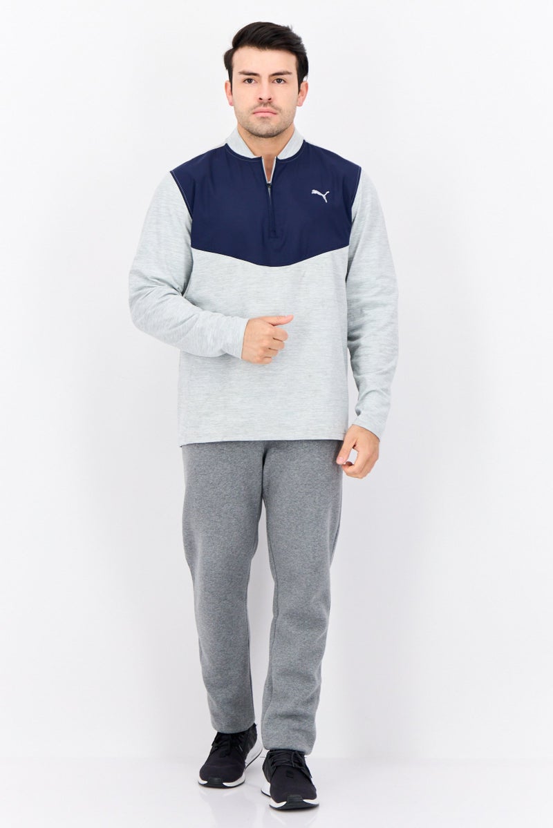 PUMA Men Sportswear Fit Outdoor Quarter Zip Sweatshirt, Grey/Navy  - Image 3