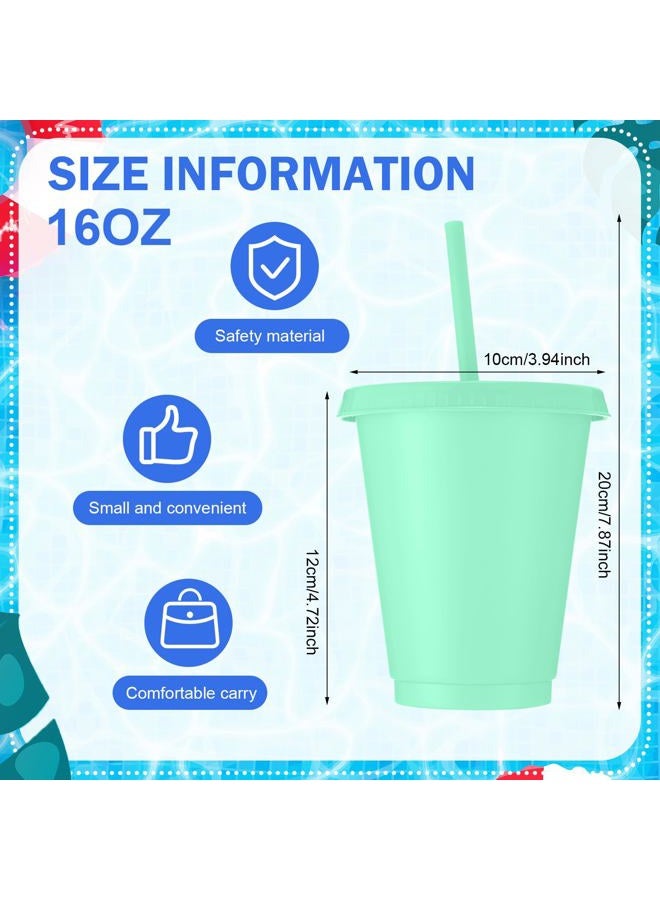 Sieral 15 Pack Cups with Straws and Lids Kids Tumbler with Straw Reusable Water Bottle Iced Coffee Travel Mug Adults Plastic Cups for Parties 16 oz (Macarons Colors) - Image 4