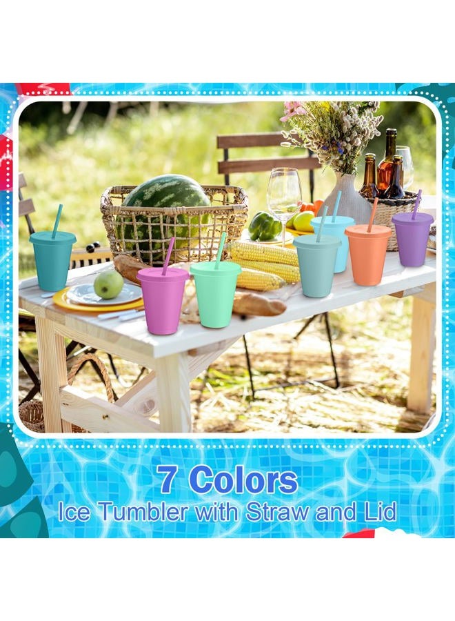 Sieral 15 Pack Cups with Straws and Lids Kids Tumbler with Straw Reusable Water Bottle Iced Coffee Travel Mug Adults Plastic Cups for Parties 16 oz (Macarons Colors) - Image 3
