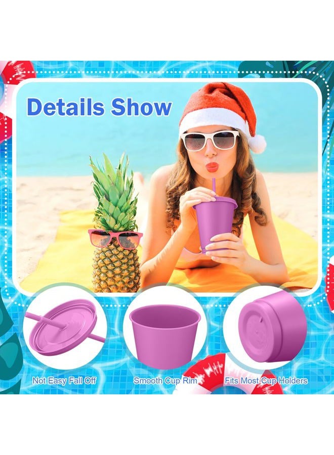 Sieral 15 Pack Cups with Straws and Lids Kids Tumbler with Straw Reusable Water Bottle Iced Coffee Travel Mug Adults Plastic Cups for Parties 16 oz (Macarons Colors) - Image 2