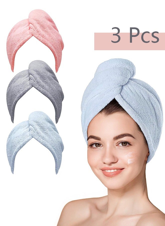 Microfiber Hair Towel, 3 Packs Hair Turbans for Wet Hair, Drying Hair Wrap Towels for Curly Hair Women Anti Frizz - Image 1
