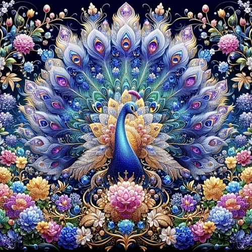 KTHOFCY 5D DIY Animal Peacock Diamond Painting Kits for AdultsPeacock Spreading Its Tail Full Drill Embroidery Stitch Crystal Rhinestone Paintings Arts Wall Decor Painting Dots Kits 137X137inch - Image 1