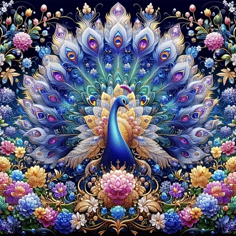 KTHOFCY 5D DIY Animal Peacock Diamond Painting Kits for AdultsPeacock Spreading Its Tail Full Drill Embroidery Stitch Crystal Rhinestone Paintings Arts Wall Decor Painting Dots Kits 137X137inch - Image 3