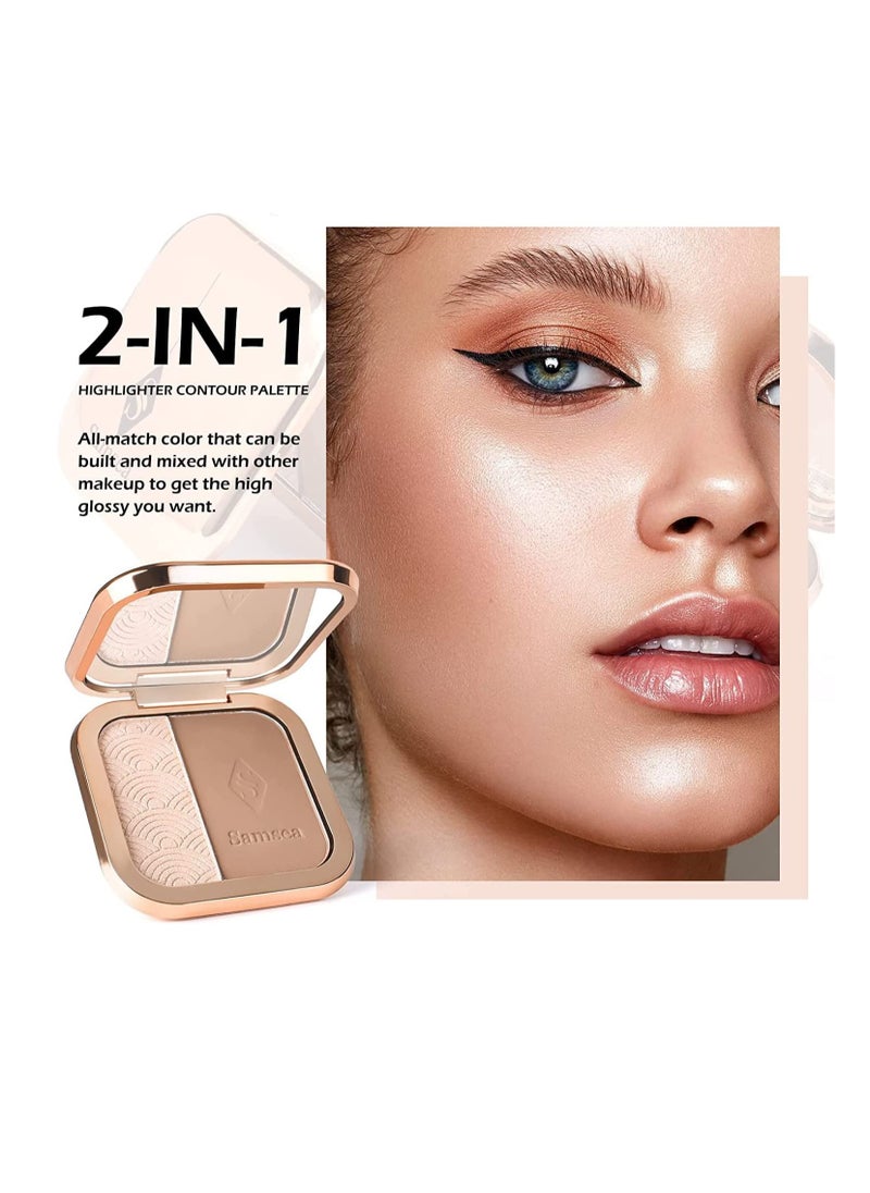 SYOSI - Illuminator HighlighterContour Palette, Bronzer HighlighterMatte Contour Pressed Powder, Face Contouring Palette, Lasting Shimmer Glow Kit, by Ownest Beauty - Image 1