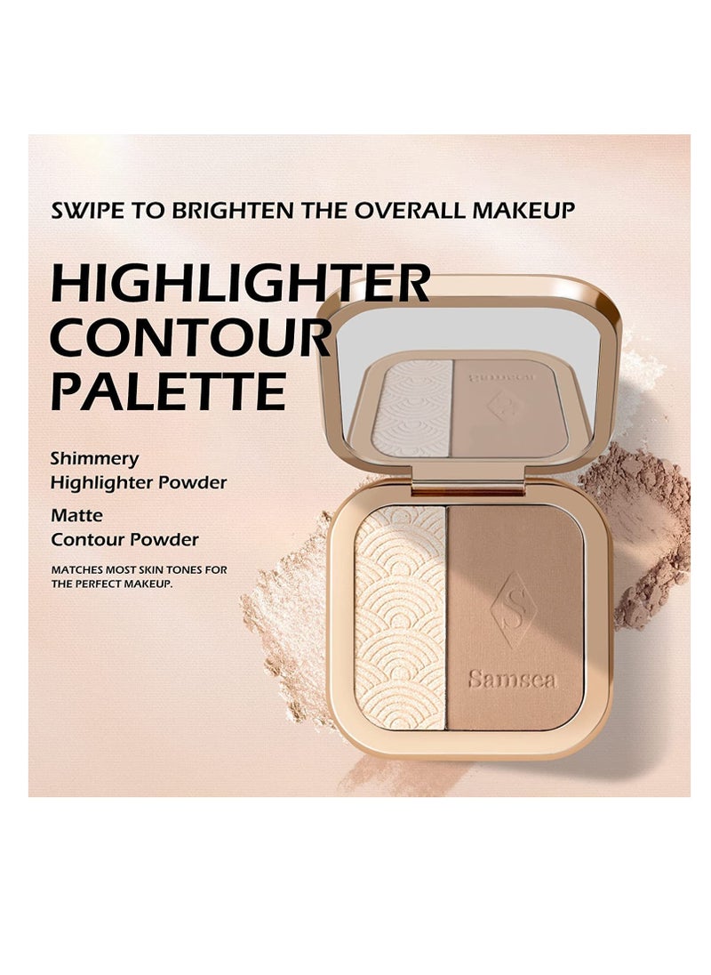 SYOSI - Illuminator HighlighterContour Palette, Bronzer HighlighterMatte Contour Pressed Powder, Face Contouring Palette, Lasting Shimmer Glow Kit, by Ownest Beauty - Image 1