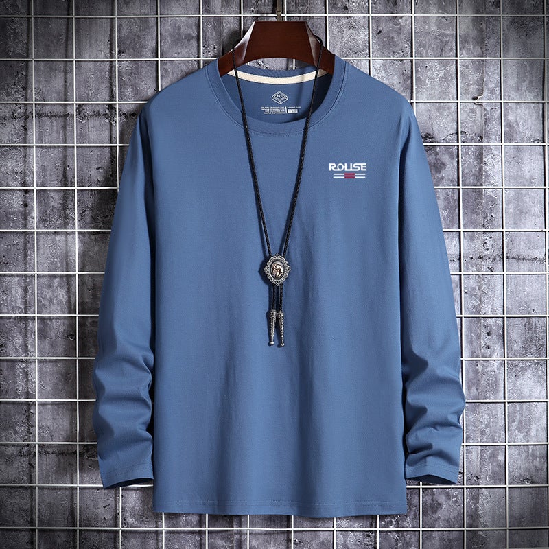 Autumn New Youth Men's Long-sleeved T-shirt Large Size Casual Round Neck Autumn Clothes Mature Inner Wearing Outer Wearing Base Autumn Shirt - Image 1