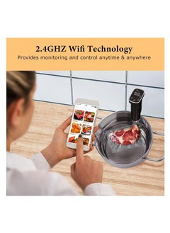 SYOSI Sous Vide Machine - 1100W Immersion Circulator Precision Cooker - WiFi App with Included Recipes - Accurate Temperature Control Ultra Quiet and IPX7 Waterproof Fast Heating and Time Control  - Image 2