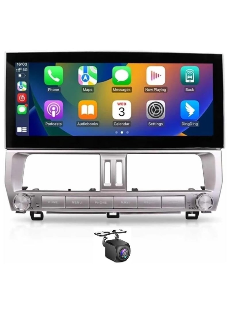 Vierex Toyota Prado 12.3 Inch Android Screen 4GB Ram Support Apple Carplay Android Auto Wireless WiFi USB 4G AHD Camera included With Complete Panel IPS Touch Screen Prado 2018 To 2023 Compatible - Image 1