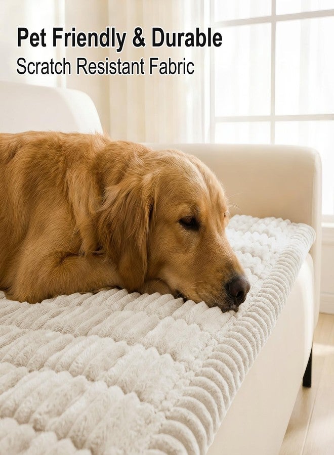 smiry غطاء أريكة سميري للكلاب، قابل للغسل، مانع للانزلاق، غطاء أريكة ناعم للحيوانات الأليفة، مناسب لأرائك بثلاث وسائد، غطاء أريكة سميك وناعم لحماية الوسائد (أبيض، 27.6 بوصة × 47 بوصة). - Image 3