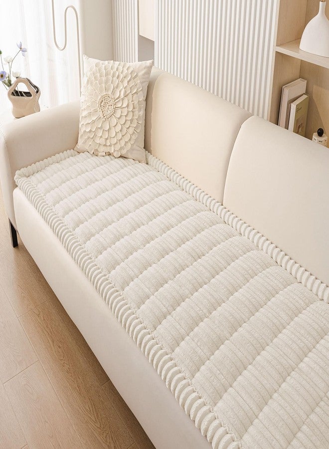 smiry غطاء أريكة سميري للكلاب، قابل للغسل، مانع للانزلاق، غطاء أريكة ناعم للحيوانات الأليفة، مناسب لأرائك بثلاث وسائد، غطاء أريكة سميك وناعم لحماية الوسائد (أبيض، 27.6 بوصة × 47 بوصة). - Image 1