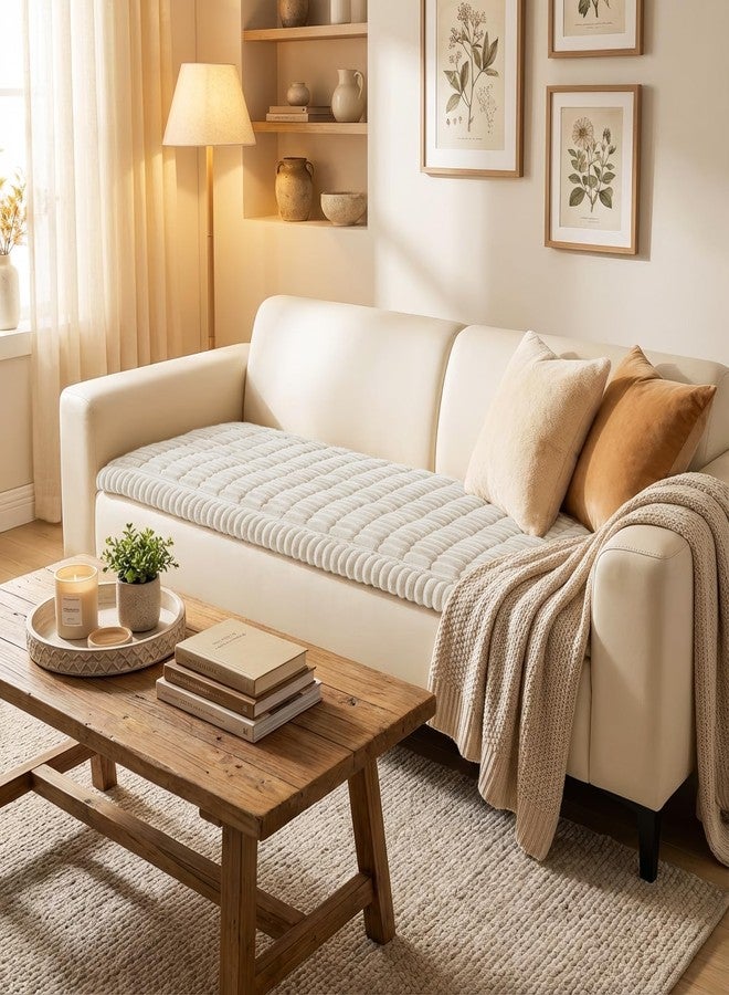 smiry غطاء أريكة سميري للكلاب، قابل للغسل، مانع للانزلاق، غطاء أريكة ناعم للحيوانات الأليفة، مناسب لأرائك بثلاث وسائد، غطاء أريكة سميك وناعم لحماية الوسائد (أبيض، 27.6 بوصة × 47 بوصة). - Image 2