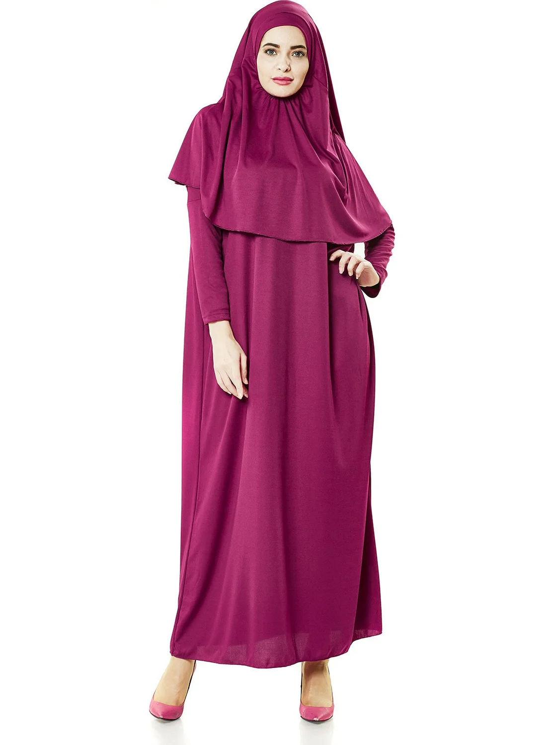 İhvan Ihvan One Piece Prayer Dress - Prayer Rug - Prayer Beads - Worship Set - Fuchsia