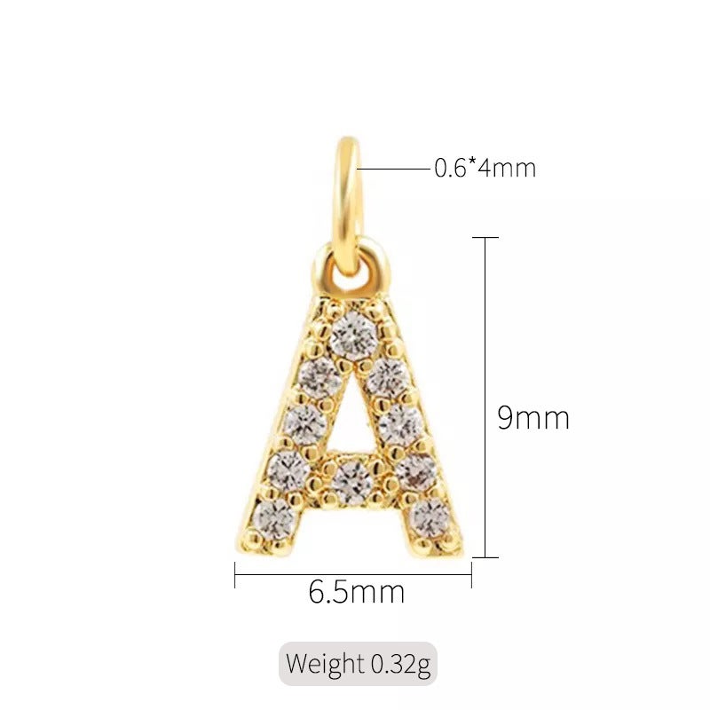 Exquisite simple micro inlaid zircon English 26 letter pendant necklace women 14k gold color pendant diy jewelry accessories H-10308（A）