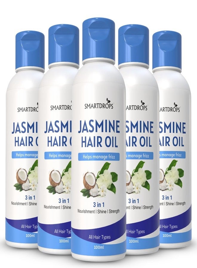 Smartdrops Coconut Jasmine Hair Oil for Hair Massage Grooming and Styling Routine, Lightweight Daily Hair Care Oil for Men Women | 100ml (Pack 5) - Image 1