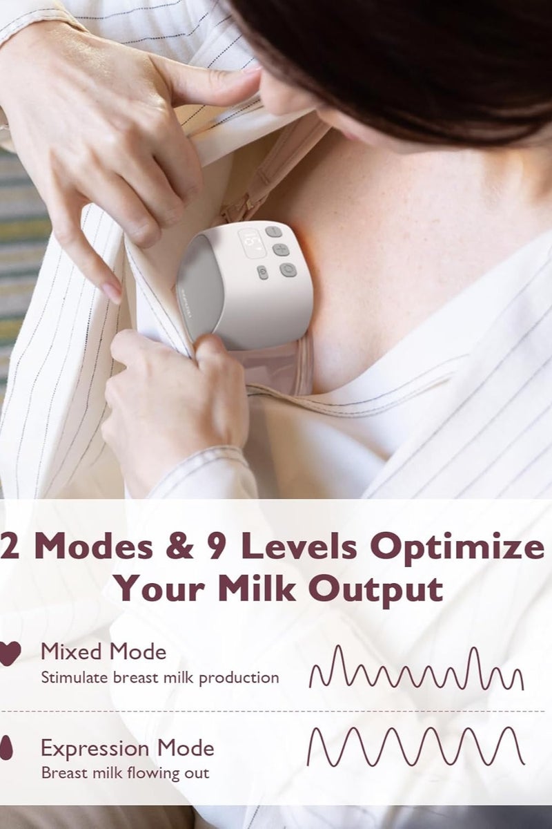 Momcozy S9 Pro Double Electric Breast Pump, Wearable Breast Pump, LED Display,  2 Modes and 9 Levels  - Image 4