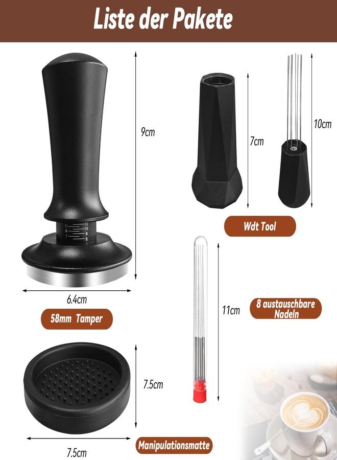 Wenosda 58mm Espresso Accessories Kit, Espresso Tamper Tools, 58mm Tamper with Espresso Distribution Tool and Silicone Tamper Mat, Coffee Tamper Set, Espresso Machine Accessories for 58mm Portafilters - Image 2
