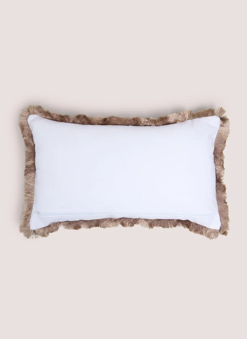 Matalan White Palm Tree Fringe Cushion
