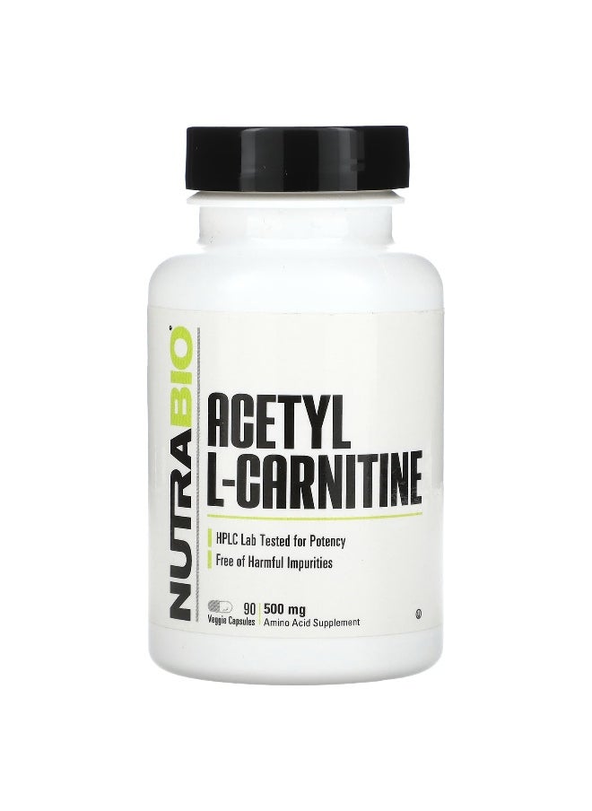 NutraBio NutraBio, Acetyl L-Carnitine, 500 mg, 90 Veggie Capsules  - Image 1
