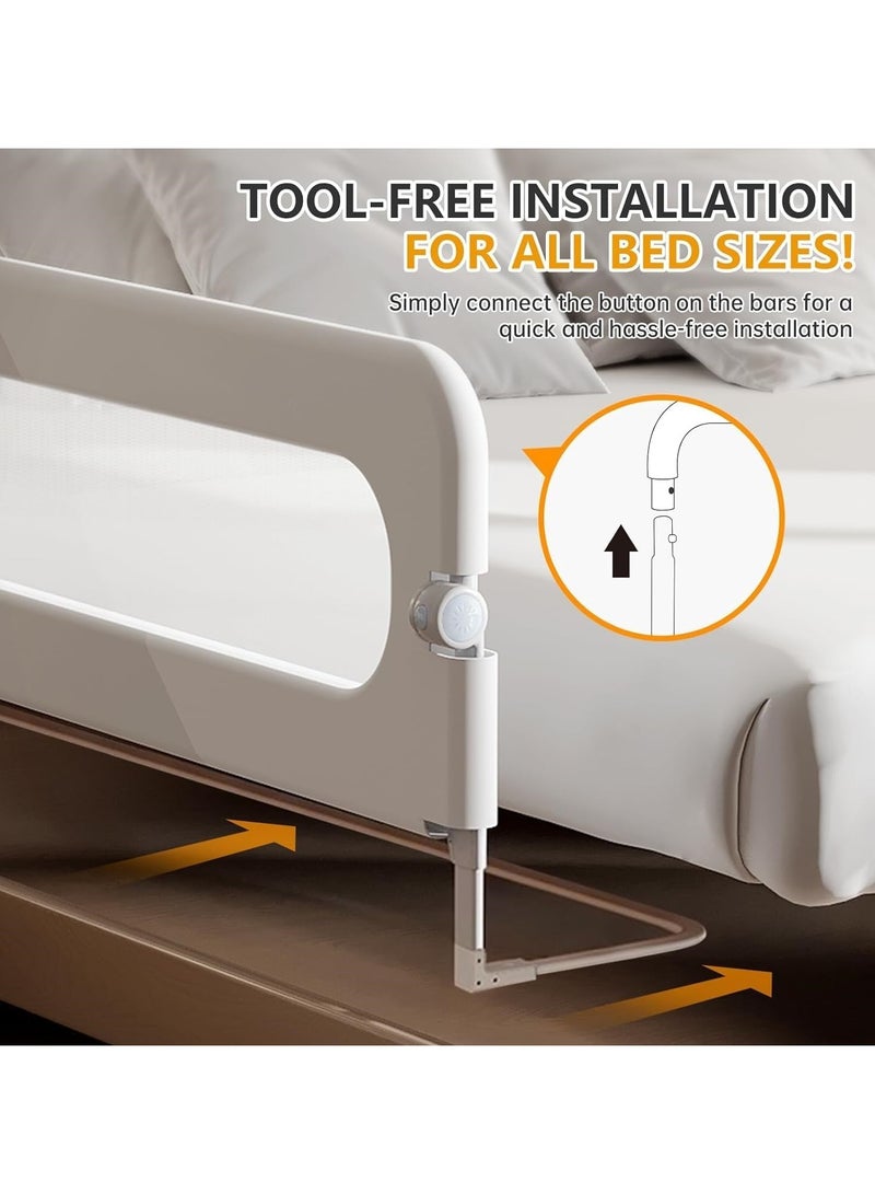Bed Guard Rail for kids,Button Folding Crib Bed Guard Rail,Toddler Safety Protection Guard,Folding Anti-Fall Beds Mesh Guard Rail,180 °Button Folding,2 Speed Adjustment,for Baby,Elderly,1.5m - Image 4
