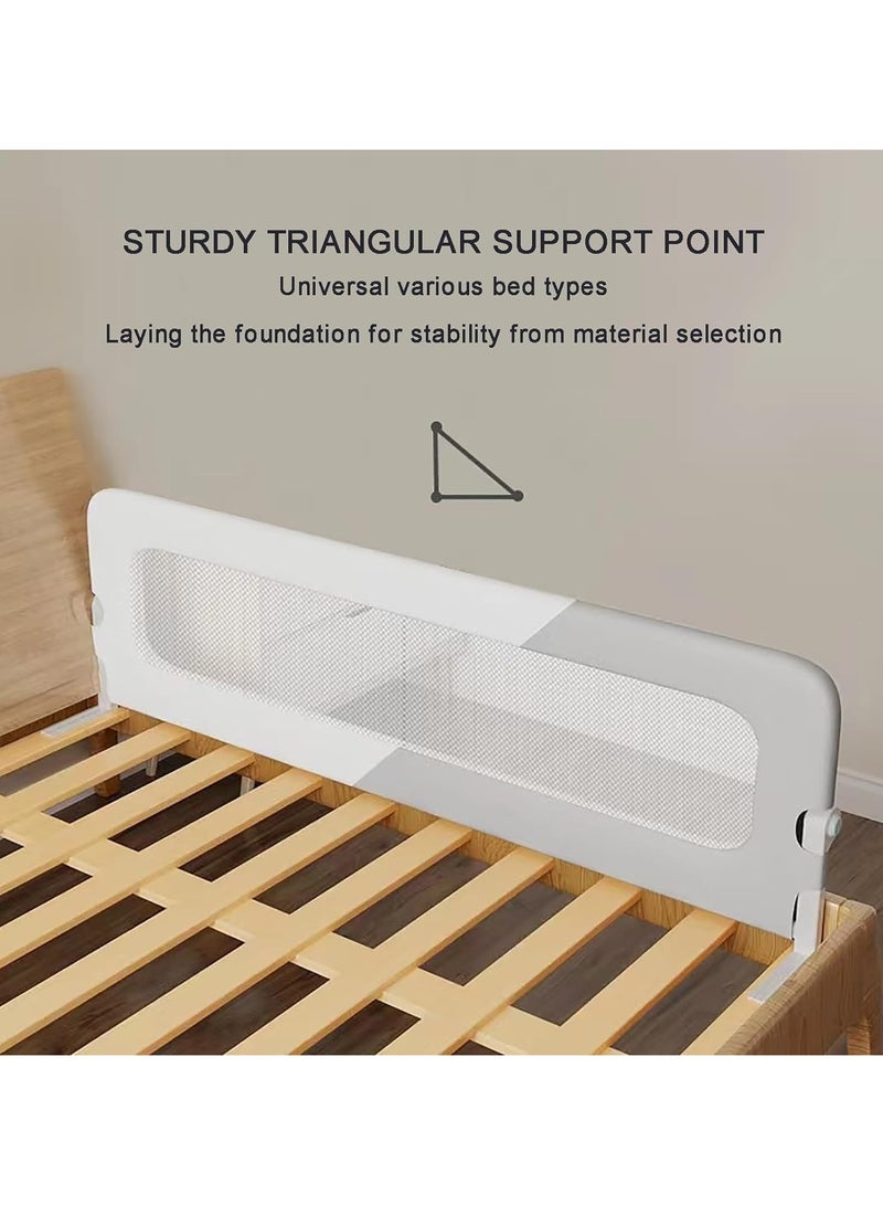 Bed Guard Rail for kids,Button Folding Crib Bed Guard Rail,Toddler Safety Protection Guard,Folding Anti-Fall Beds Mesh Guard Rail,180 °Button Folding,2 Speed Adjustment,for Baby,Elderly,1.5m - Image 5