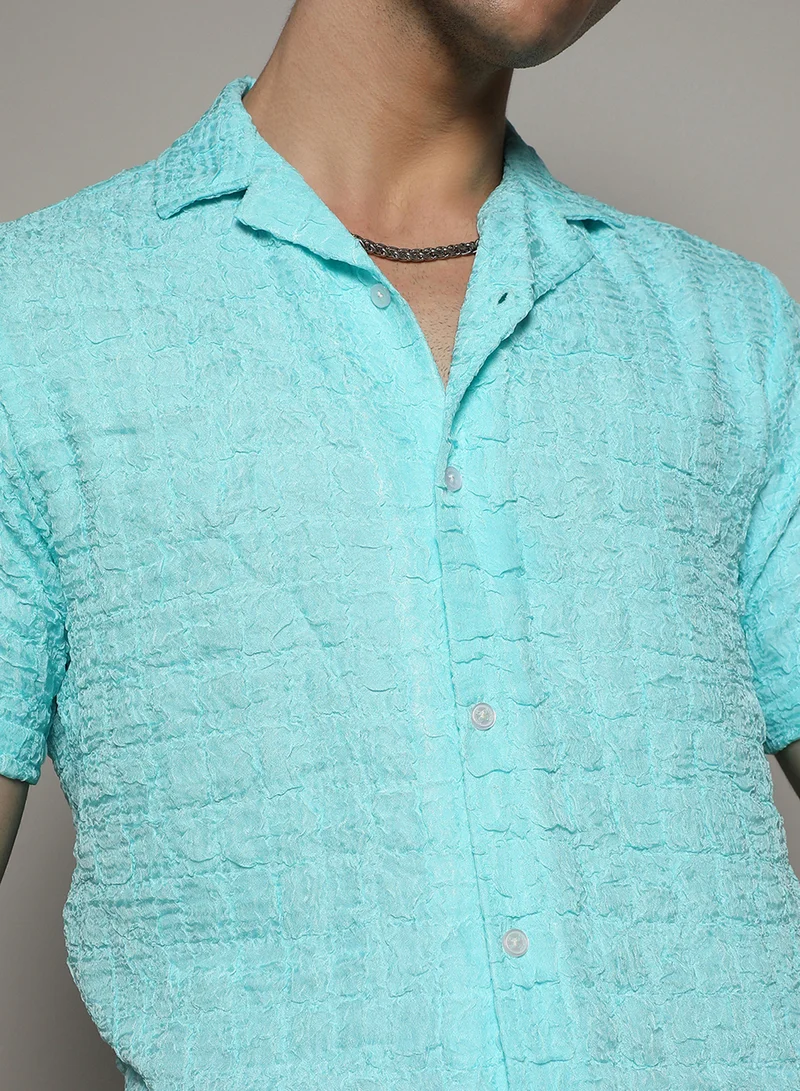 كامبوس سوترا Men's Light Blue Creased Shirt