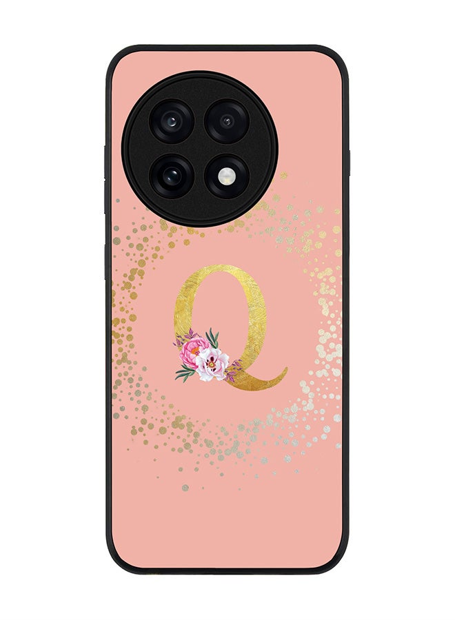 Stylizedd For OnePlus 13R / Ace 5 Pro Case,Slim fit Camera Protection, Shockproof Thin Phone cover  - Custom Monogram Floral - Q  (Rose Pink )