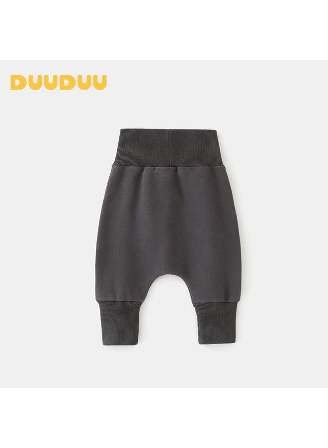 Duuduu Baby High-waist Diaper Pants Uni Toddler Long Sweatpants Jogger Pants Spring Autumn Gray Size 73 - Image 2