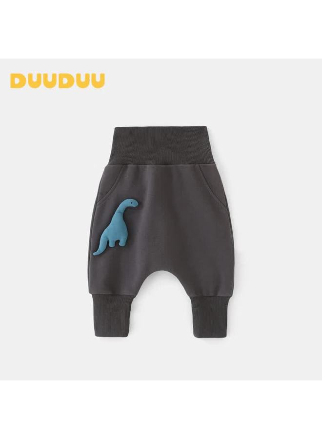 Duuduu Baby High-waist Diaper Pants Uni Toddler Long Sweatpants Jogger Pants Spring Autumn Gray Size 73 - Image 1