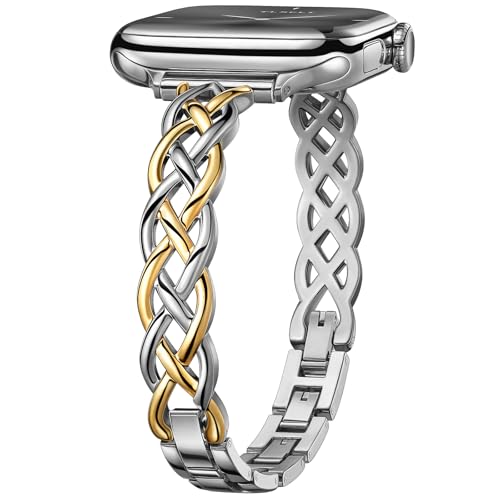 Tlselt Silm Bracelet Compatible with Apple Watch Bands 38/40/41/42/44/45/46/49mm for Women, Celtic Thin Dressy Stainless Steel Metal Designer Fancy Strap for iWatch Series 11 10 9 8 7 6 5 4 3 SE Ultra - Image 1