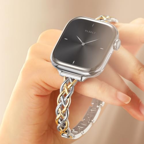 Tlselt Silm Bracelet Compatible with Apple Watch Bands 38/40/41/42/44/45/46/49mm for Women, Celtic Thin Dressy Stainless Steel Metal Designer Fancy Strap for iWatch Series 11 10 9 8 7 6 5 4 3 SE Ultra - Image 4