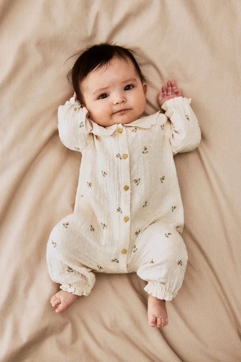 H&M Cotton muslin romper suit