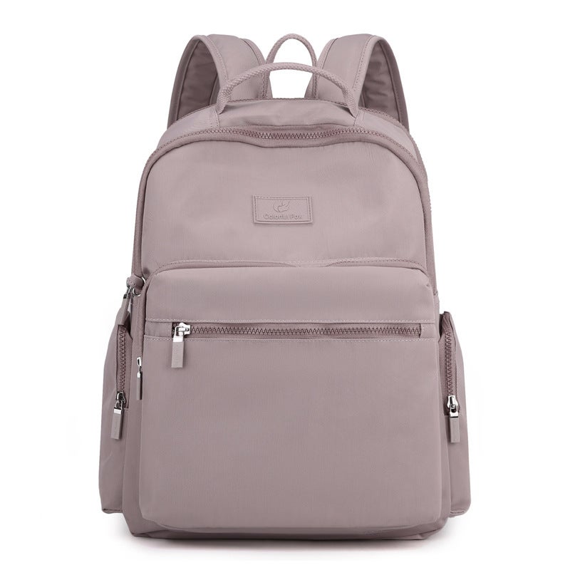 Unisex Large Nylon Backpack Water-Resistant for Travel Lotus root purple 