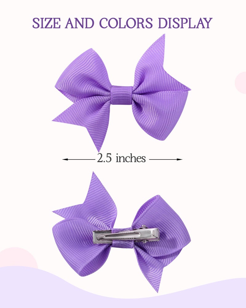 doboi 50PCS 2.5'' Baby Hair Clips Small Bows Fully Lined Grosgrain Boutique Solid Ribbon Small Bows for Girls Teens Infants Kids Toddlers Newborn (Bright colors) - Image 3
