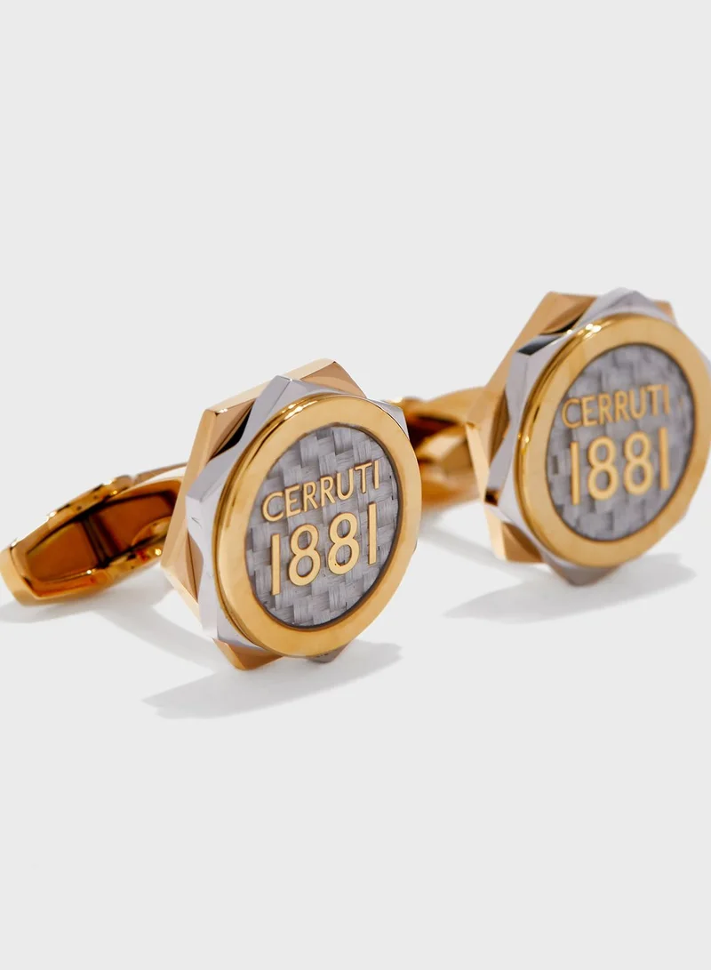 CERRUTI 1881 C CRJ C122STG Carbon Logo Cufflinks