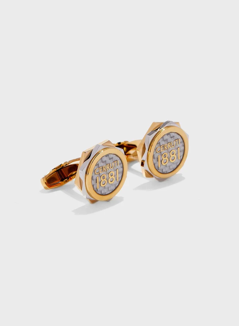 CERRUTI 1881 C CRJ C122STG Carbon Logo Cufflinks