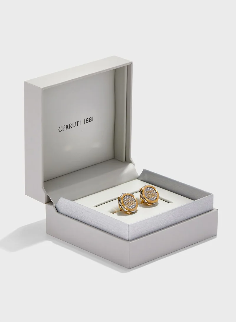 CERRUTI 1881 C CRJ C122STG Carbon Logo Cufflinks