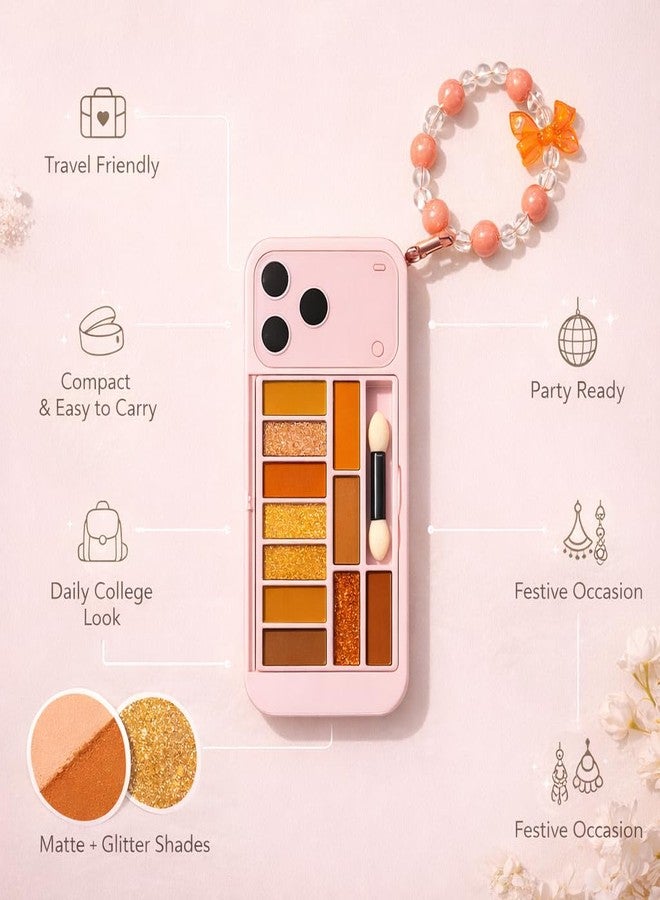Teraabliss Phone Style Mini Eyeshadow Palette - Model 17 i-Style Phone Inspired Design Soft & Skin Friendly Formula Long Lasting Shades (pink) - Image 2