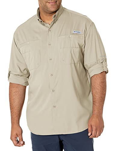 Columbia Mens PFG Tamiami Long Sleeve Fishing Shirt, Fossil, Large - Image 1