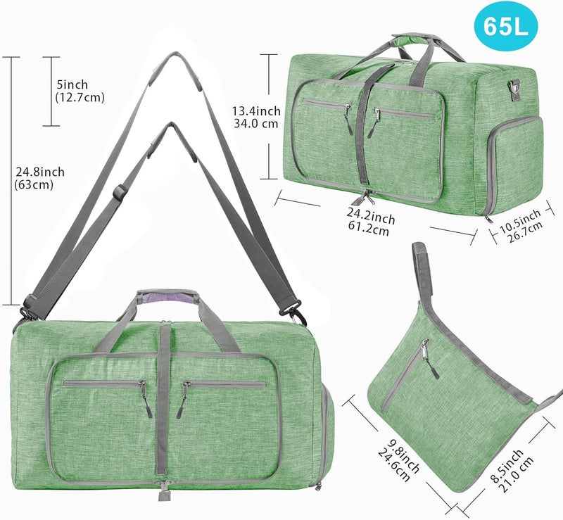 Vomgomfom Travel Duffle Bag for Men, 65L Foldable Travel Duffel Bag with Shoes Compartment Overnight Bag for Men Women Waterproof & Tear Resistant - Image 2