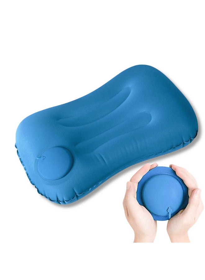 Homeaura Inflatable Travel Air Filled Pillow - Ultralight Camping Pillow For Lumbar Support - Compressible Neck Pillow For Camping, Hiking, And Travel (Sky Blue) - Image 1