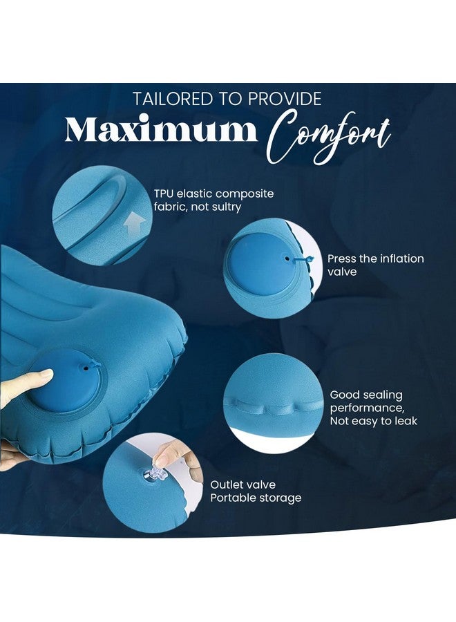 Homeaura Inflatable Travel Air Filled Pillow - Ultralight Camping Pillow For Lumbar Support - Compressible Neck Pillow For Camping, Hiking, And Travel (Sky Blue) - Image 3