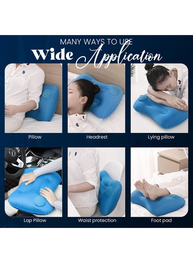 Homeaura Inflatable Travel Air Filled Pillow - Ultralight Camping Pillow For Lumbar Support - Compressible Neck Pillow For Camping, Hiking, And Travel (Sky Blue) - Image 4
