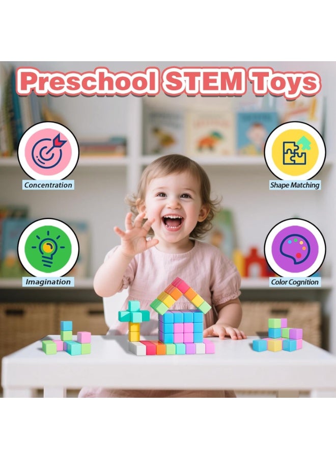 LBMT 100pcs Magnetic Blocks, Magnetic Cubes for Kids Ages 3-8, STEM Educational Building Toys for Toddlers & Preschoolers, Sensory Autism-Friendly Learning Toys Gift for Boys & Girls 3-8 Years Old。 - Image 4